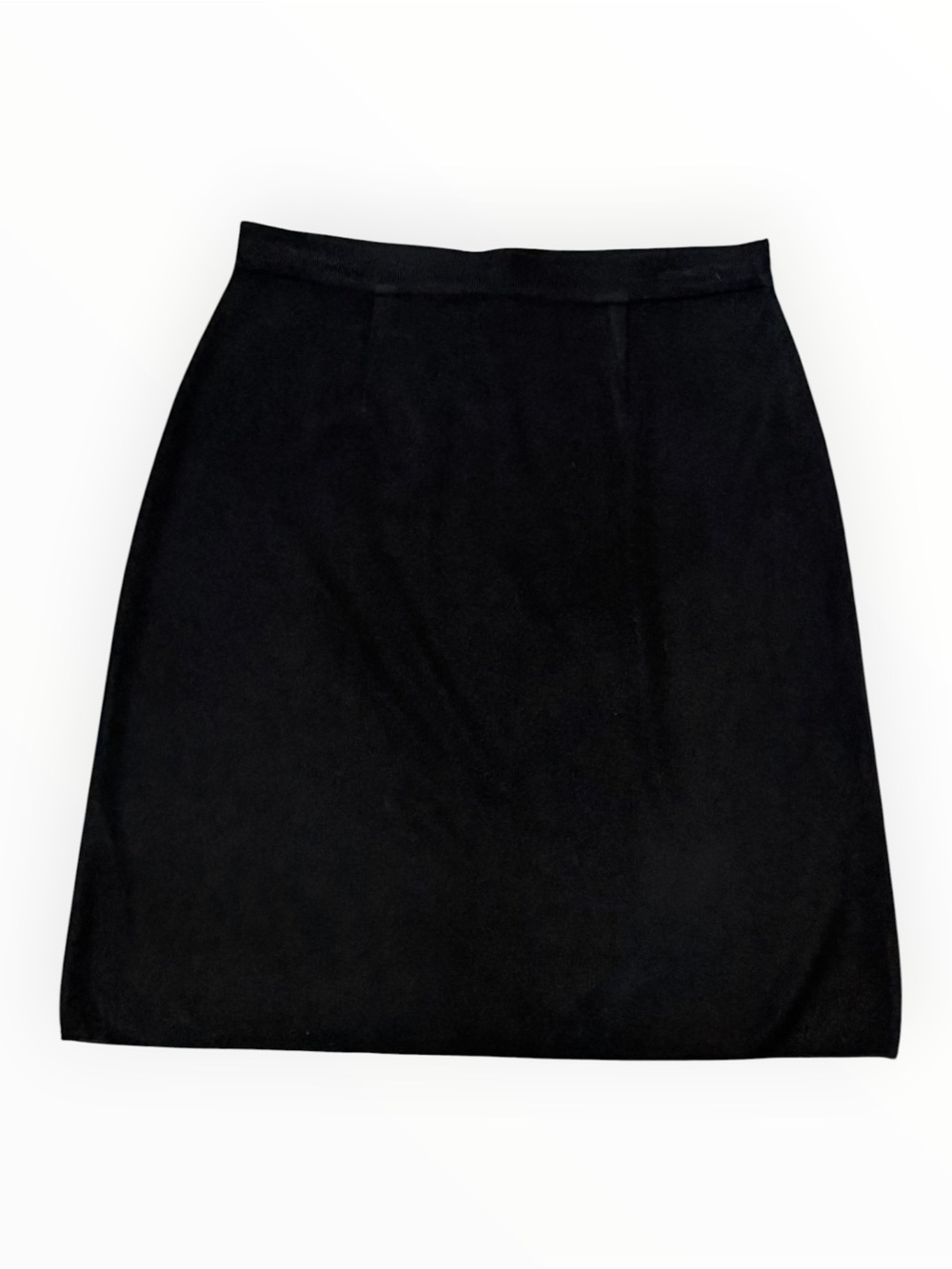 MISOOK Classic Black Knit Pencil Skirt Timeless Work Business L Pull On Designer
